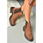Fox Shoes R312152902 Taba Süet Kalın Tabanlı Kadın Bot
