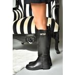 Fox Shoes R312225309 Siyah Suni Deri Klasik Kadın Çizme