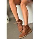 Fox Shoes R374923202 Taba Süet Alçak Taban Klasik Kadın Bot