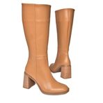 Fox Shoes R518101409 Taba Suni Deri Kalın Topuklu Kadın Çizme
