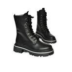 fox SHOES R524802209 Siyah Bağcıklı Kadın Postal Bot, Siyah-Suni Deri, 36