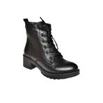 fox SHOES R555054103 Siyah Hakiki Deri Alçak Tabanlı Kadın Postal Bot, Siyah-Hakiki Deri, 39