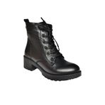 fox SHOES R555054103 Siyah Hakiki Deri Alçak Tabanlı Kadın Postal Bot, Siyah-Hakiki Deri, 40