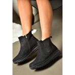 Fox Shoes R555400201 Siyah Deri Nubuk Kadın Bot