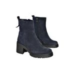 fox SHOES R654006502 Lacivert Hakiki Deri Süet Kalın Topuklu Kadın Bot, Lacivert-Süet, 38