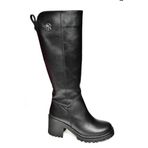 Fox Shoes R654034003 Siyah Gerçek Deri Kalın Topuklu Kadın Çizme