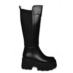 Fox Shoes R820060709 Siyah Kalın Tabanlı Arkası Lastik Detaylı Kadın Çizme