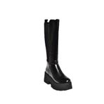 fox SHOES R820060760 Siyah Rustik Kalın Tabanlı Arkası Lastik Detaylı Kadın Çizme, Siyah-Rustik, 36