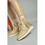 fox SHOES R973530502 Bej Süet Püsküllü Kadın Bot, Bej-Süet, 37