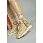 fox SHOES R973530502 Bej Süet Püsküllü Kadın Bot, Bej-Süet, 38