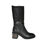 fox SHOES R996071109 Siyah Kalın Topuklu Fermuarlı Kadın Çizme, Siyah-Suni Deri, 37