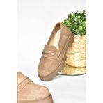 Fox Shoes R996092002 Vizon Süet Kalın Tabanlı Kadın Günlük Ayakkabı