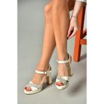 fox SHOES S246575509 Sedef Kalın Topuklu Kadın Abiye Ayakkabı, Sedef-Suni Deri, 39