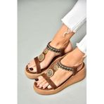 Fox Shoes S2581360 09 Dolgu Tabanlı Taba Kadın Sandalet