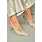 Fox Shoes S4042006 08 Bej Rugan İnce Topuklu Kadın Ayakkabı