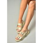 Fox Shoes S518108309 Bej Suni Deri Kadın Sandalet