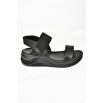 Fox Shoes S713330809 Bileği Lastikli Siyah Suni Deri Kadın Sandalet