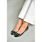 fox SHOES S726019508 Siyah Rugan Kadın Babet, Siyah-Rugan, 40