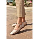 fox SHOES S726252509 Bej Kadın Babet, Bej-Suni Deri, 40