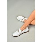 fox SHOES S944037903 Beyaz Hakiki Deri Kadın Babet, Beyaz-Hakiki Deri, 40