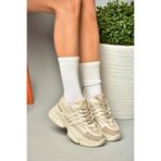 fox SHOES S973602404 Bej Kumaş Kalın Tabanlı Spor Ayakkabı Sneakers, Bej-Kumaş, 36