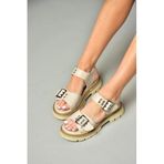 Fox Shoes S996074009 Bej Suni Deri Kadın Sandalet