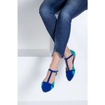 Fox Shoes Saks Mavi/su Yeşili Kadın Babet Süet Malzeme ile Neolit Tabanlı Günlük Ayakkabı - Saks Mavi - Beyaz - Yeşi