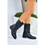 Fox Shoes Siyah Düz Taban Kadın Bot Suni Deri Günlük Kullanım İçin 3 cm Topuk Yüksekliği L726597709