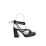 fox SHOES Siyah Platform Topuklu Bilekten Bağlamalı Kadın Ayakkabı M404100509, Siyah-Suni Deri, 35