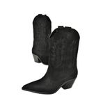 fox SHOES T267655002 Siyah Süet Kalın Topuklu Kadın Bot, Siyah-Süet, 40