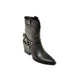 fox SHOES T296094009 Siyah Kovboy Model Kalın Tabanlı Kadın Bot, Siyah-Suni Deri, 37