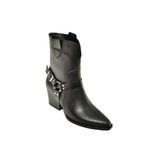fox SHOES T296094009 Siyah Kovboy Model Kalın Tabanlı Kadın Bot, Siyah-Suni Deri, 40