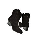 fox SHOES T296112002 Siyah Süet Kalın Topuklu Kadın Bot, Siyah-Süet, 40
