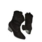 fox SHOES T296713002 Siyah Süet Kalın Topuklu Kadın Bot, Siyah-Süet, 37