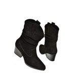 fox SHOES T296713002 Siyah Süet Kalın Topuklu Kadın Bot, Siyah-Süet, 39