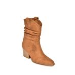 fox SHOES T296713002 Taba Süet Kalın Topuklu Kadın Bot, Taba-Süet, 39
