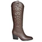 fox SHOES T296815009 Kahverengi Kovboy Model Kadın Çizme, Kahverengi-Suni Deri, 39