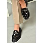 Fox Shoes T314598008 Siyah Rugan Loafer Makosen Kadın Ayakkabı
