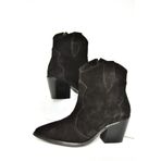 fox SHOES T380082502 Siyah Süet Kovboy Model Kalın Topuklu Kadın Bot, Siyah-Süet, 37