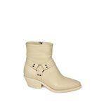 fox SHOES T404400609 Bej Kalın Topuklu Kadın Bot, Bej-Suni Deri, 38