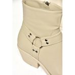 fox SHOES T404400609 Bej Kalın Topuklu Kadın Bot, Bej-Suni Deri, 40