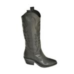 fox SHOES T404401209 Siyah Kovboy Model Kadın Çizme, Siyah-Suni Deri, 37