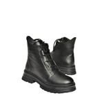 fox SHOES T555102903 Siyah Hakiki Deri Alçak Topuklu Kadın Bot, Siyah-Hakiki Deri, 37