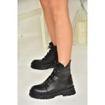 Fox Shoes T555102903 Siyah Hakiki Deri Alçak Topuklu Kadın Bot