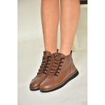 Fox Shoes T555366203 Kahverengi Hakiki Deri Comfort Ortopedik Taban Kadın Bot