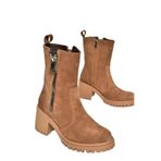 fox SHOES T654095802 Taba Hakiki Süet Kalın Topuklu Kadın Bot, Taba-Süet, 38