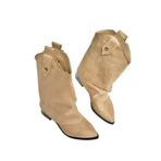 fox SHOES T723972202 Bej Süet Alçak Topuklu Kadın Bot, Bej-Süet, 37