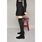 Fox Shoes T726888802 Siyah Süet Streç Kadın Çizme