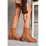 fox SHOES T726911102 Taba Süet Kalın Topuklu Kadın Bot, Taba-Süet, 39