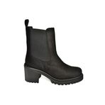fox SHOES T726981602 Siyah Süet Lastikli Kalın Topuklu Kadın Bot, Siyah-Süet, 39